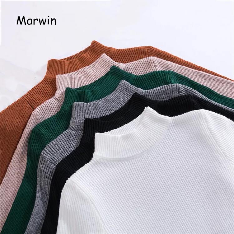 all in one place בגדי נשים Marwin New-coming Autumn Winter Tops Turtleneck Pullovers Sweaters Primer shirt long sleeve Short Korean Slim-fit tight sweater