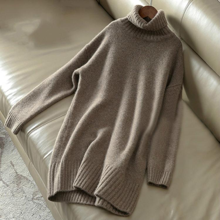 all in one place בגדי נשים Cashmere sweater women turtleneck sweater knitted wool pullover long loose thick warm sweater fashion casual women's sweater