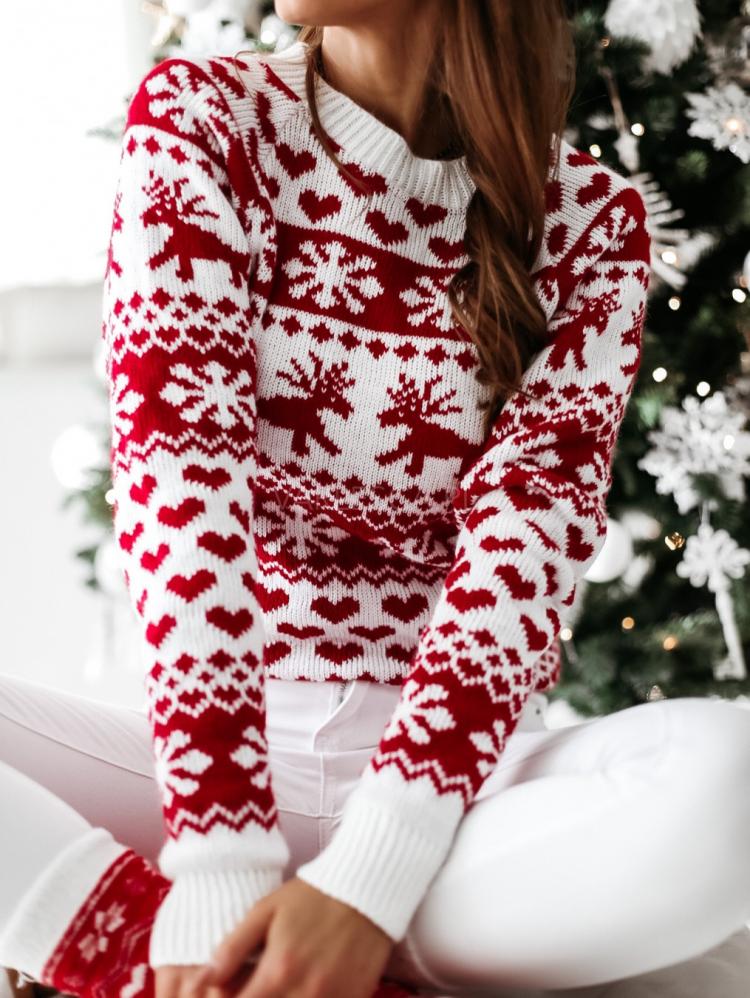 all in one place בגדי נשים Hot Christmas Women Sweater Santa Claus Xmas Printing Long Sleeve O-neck Christmas Knitting Pullover Sweater Top Jumper Knitwear