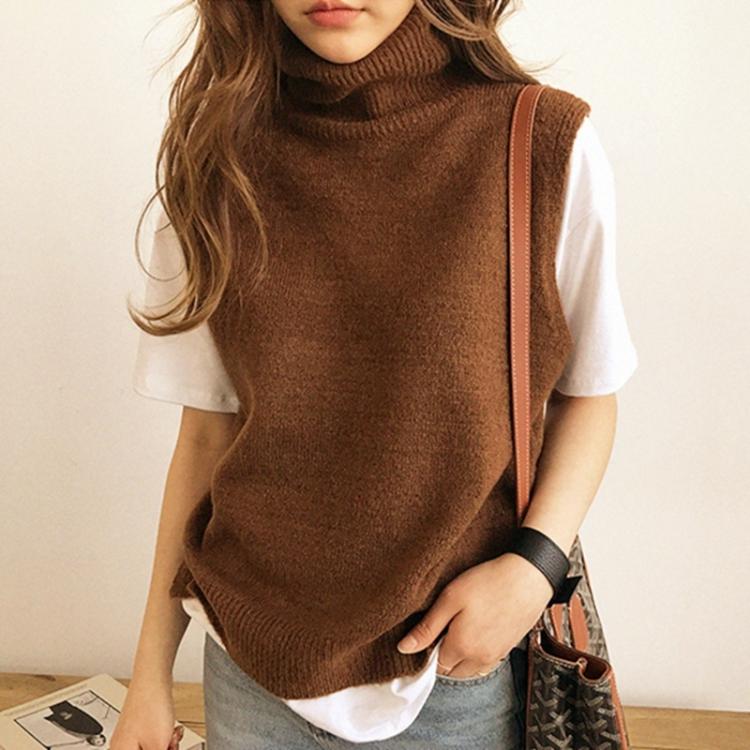 all in one place בגדי נשים FRSEUCAG Best selling new women's knitted high-neck vest loose comfortable cashmere sweater sleeveless sweater women's p