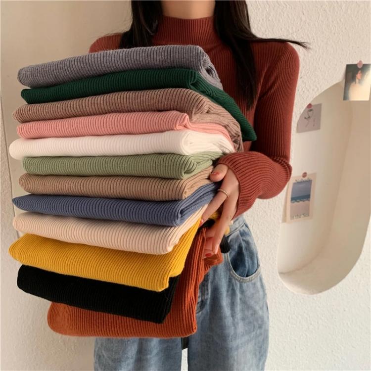 all in one place בגדי נשים Spring Autumn Turtleneck Pullovers Sweaters Basic Women Long Sleeve Korean Slim Sweaters Casual Jumper Female Knitted Top
