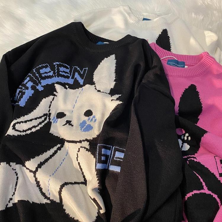 all in one place בגדי נשים Women Sweaters Streetwear Knitted Pullover Kawaii Jacquard Fashion Hip Hop Spring Autumn Y2k Harajuku Oversized Outwear Jumper