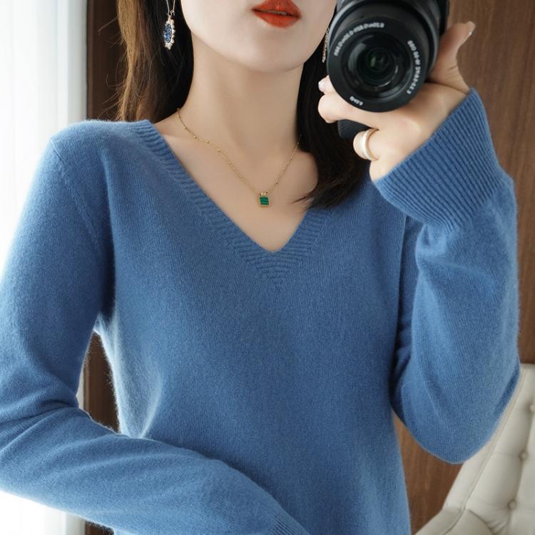 all in one place בגדי נשים Cashmere pullover sweater women spring, autumn and winter loose plus size Korean version of the V-neck bottoming sweaters top