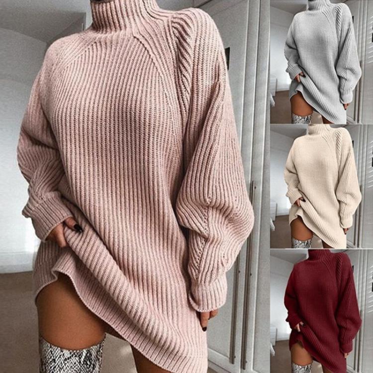 all in one place בגדי נשים Pullovers Women long Sweaters winter sweater long raglan sleeve half turtleneck sweaters women fashion MMY119212