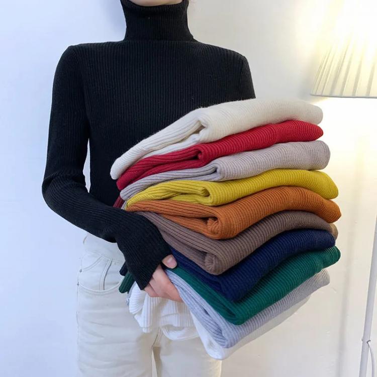 all in one place בגדי נשים Zoki New 2021 Women Pullover Turtleneck Sweater Autumn Long Sleeve Slim Elastic Korean Simple Basic Cheap Jumper Solid Color Top