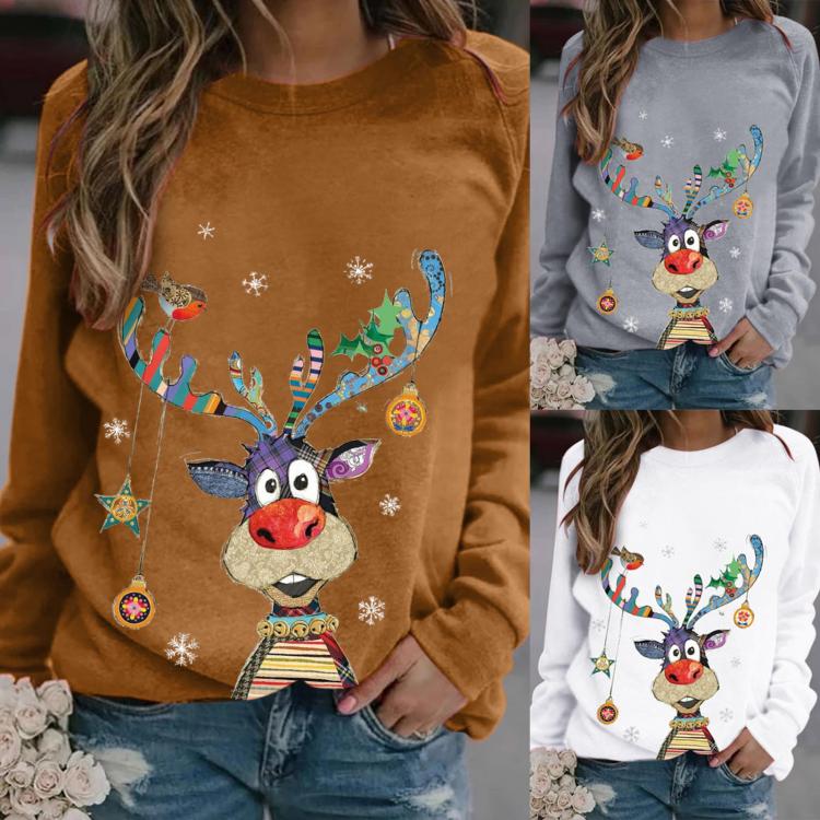 all in one place בגדי נשים Christmas Women Sweater Winter Warm Print Elk Sweaters Long Sleeve Fashion Sweatshirt O-Neck Christmas Pull Femme Top