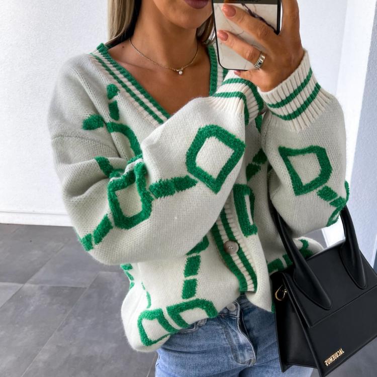 all in one place בגדי נשים New Loose Women Autumn Winter Knitted Cardiagn Casual V-neck Drop-shoulder Sleeve Sweater Coat Female Chic Crochet Outerwear ins