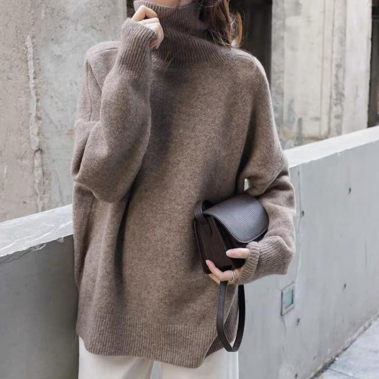 all in one place בגדי נשים Turtleneck Women Cashmere Sweater Korean Style Loose Warm Knitted Pullover 2021 Winter Outwear Lazy Female Jumpers Pull Femme