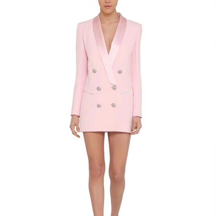 all in one place בגדי נשים TOP QUALITY 2021 Newest Designer Blazer Jacket Women's Lion Buttons Double Breasted Satin Shawl Collar Long Brazer