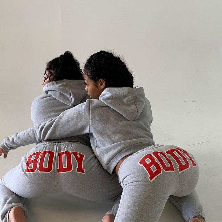 all in one place בגדי נשים Hirigin Women 2 Piece Outfits Jumpsuit Hoodies Set Body Letter Printed Casual Sport Autumn Long Sleeve Pure Female Set  2021 New