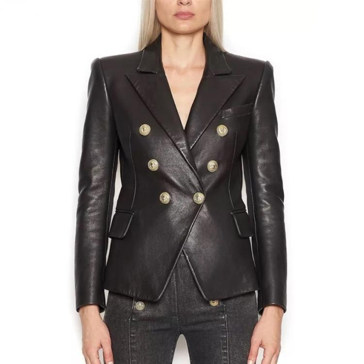 all in one place בגדי נשים HIGH STREET Newest Baroque Fashion 2021 Designer Blazer Jacket Women's Lion Metal Buttons Faux Leather Blazer Outer Coat
