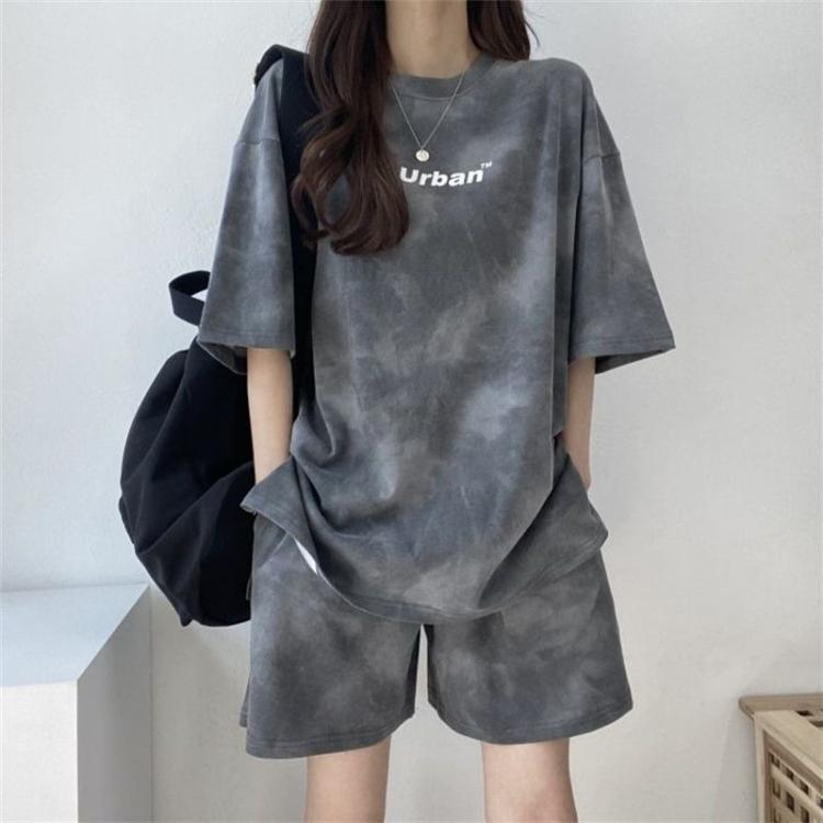 all in one place בגדי נשים Summer Women Shorts Matching Set Casual Loose Short Sleeve Clothing Female Print Tops Elastic Waist Pant 2 Piece Suit Sportswear