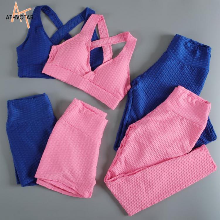 all in one place בגדי נשים Anti Cellulit 3 Piece Set Women Gym Sets Crop Top And Fitness Leggings Sport Shorts Sets Women Tracksuit Sports Suit