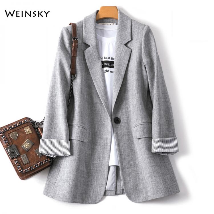 all in one place בגדי נשים 2020 New Fashion Business Plaid Suits Women Work Office Ladies Long Sleeve Spring Casual Blazer