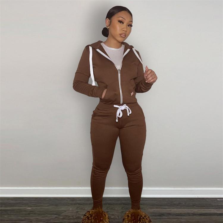 all in one place בגדי נשים FQLWL Winter Matching Sets Womens Two 2 Piece Sets Tracksuit Pink Sweatsuits For Womens Outfits Zipper Zipper Top Pants Suits