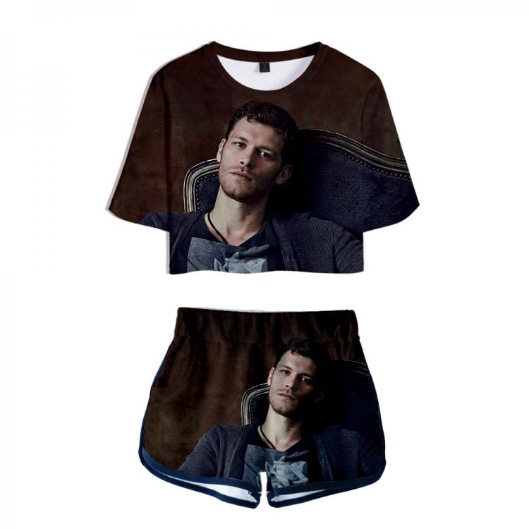 all in one place בגדי נשים TV series The Vampire Diaries Niklaus Mikaelson Two Pieces sets Women Fashion girl Harajuku T-shirts shorts Clothes