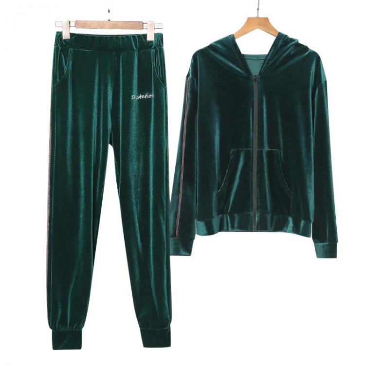 all in one place בגדי נשים 2021 Fashion Women Tracksuits Long Sleeve Zipper Hooded Loose Clothing  2 Piece Set Suits Ladies Casual Velvet Trackpants