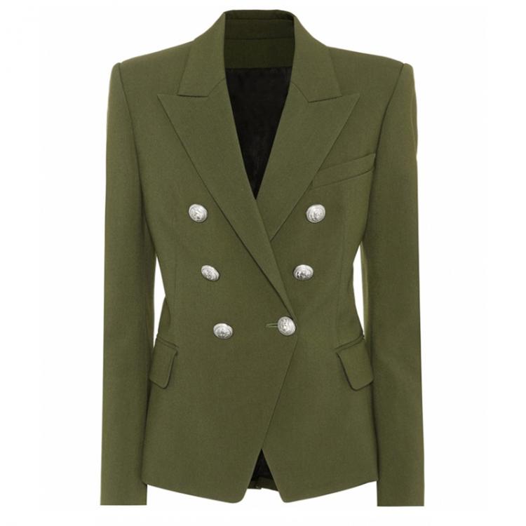 all in one place בגדי נשים HIGH STREET New Stylish 2021 Designer Blazer Women's Classic Lion Silver Buttons Double Breasted Blazer Jacket Olive Green