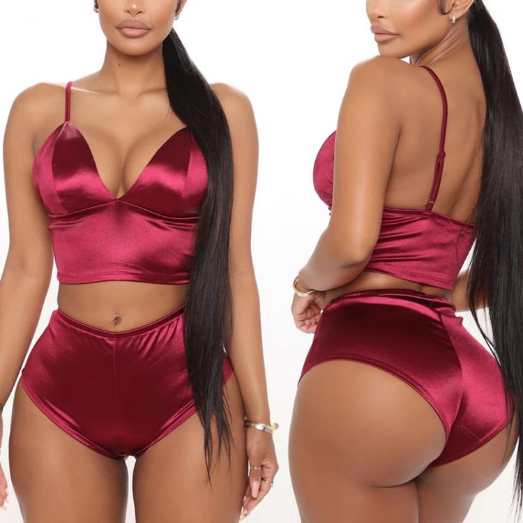 all in one place בגדי נשים Women Two Piece Set Tops And Shorts 2 Piece Sets Summer Sexy Pantsuits Slim Lingerie Satin High Waist Shorts Suits Sexy Outfits