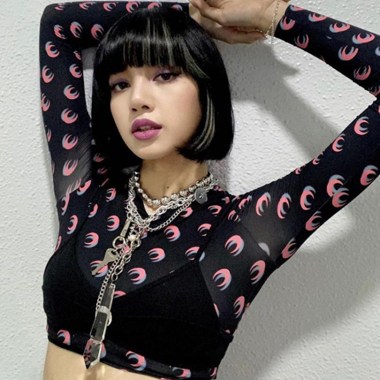all in one place בגדי נשים NCLAGEN Fashion Moon Print Long Sleeve Crop Top T Shirt With Bra Camisole Women Sexy Harajuku Two Pieces Set Streetwear Outfits