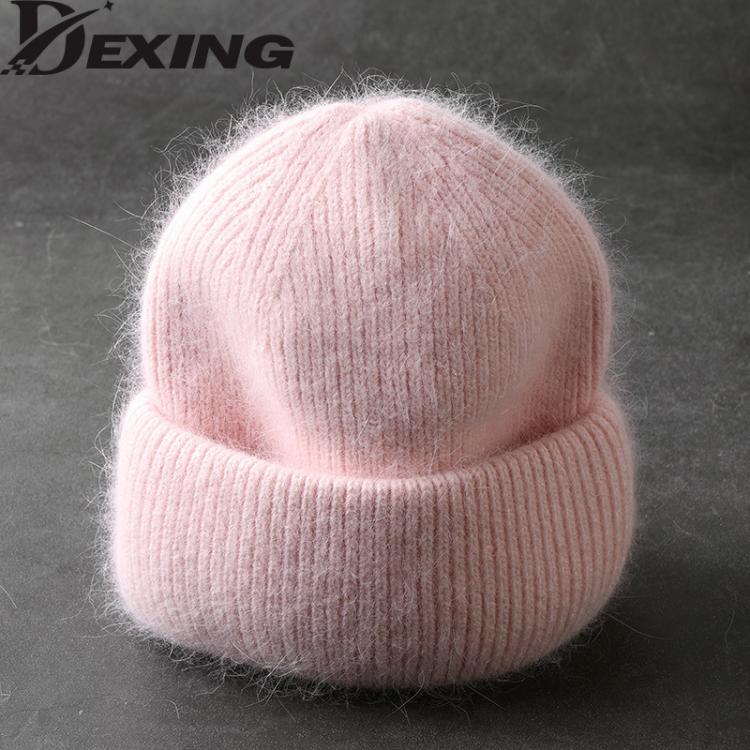 all in one place אביזרי נשים 2021 Fashion Fabbit Fur Soft Warm Fluffy  Winter Hat for women Angora Knitted Hat  skullies beanies Female bonnet woman knit Cap