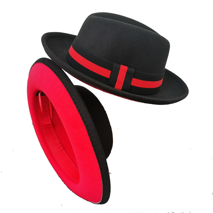 all in one place אביזרי נשים wholesale men fedora two toned fedoras for men black red bottom felt hat jazz hat bowler hat perfomance hat  men church hat
