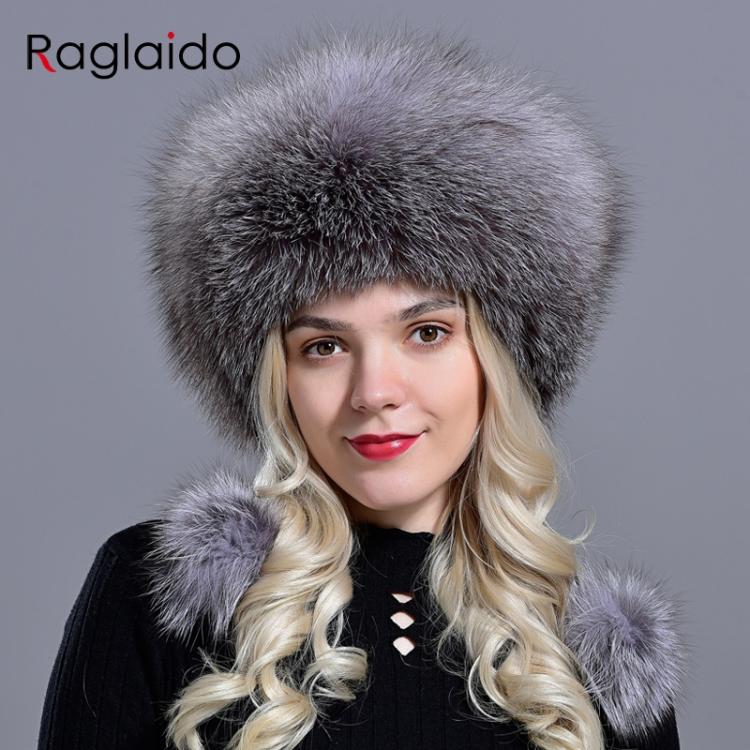all in one place אביזרי נשים Fox hats for women winter fashionable luxury girls female warm stylish real fur elegant top leather ball snow hat