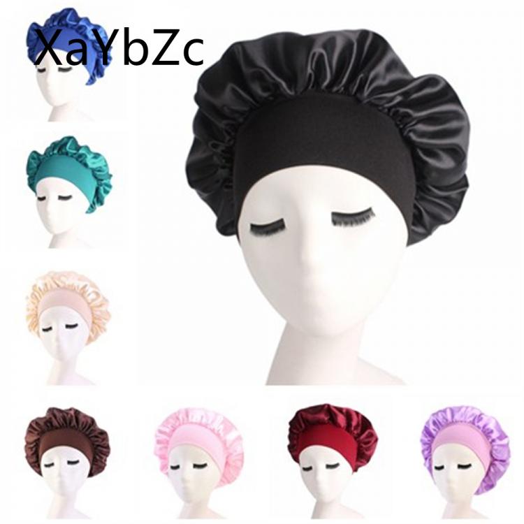 all in one place אביזרי נשים Newly Women's Satin Solid Sleeping Hat Night Sleep Cap Hair Care Bonnet Nightcap For Women Men Unisex Cap Bonnet De Nuit