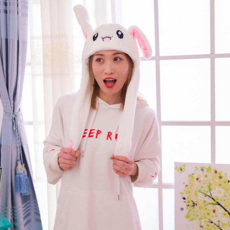 all in one place אביזרי נשים Fashion Rabbit Hat Ear Moving Jumping Hat With Lamp Preppy Style Cap Good Toys Girls For Women Sale Hat Funny Rabbit Gift H N4G0