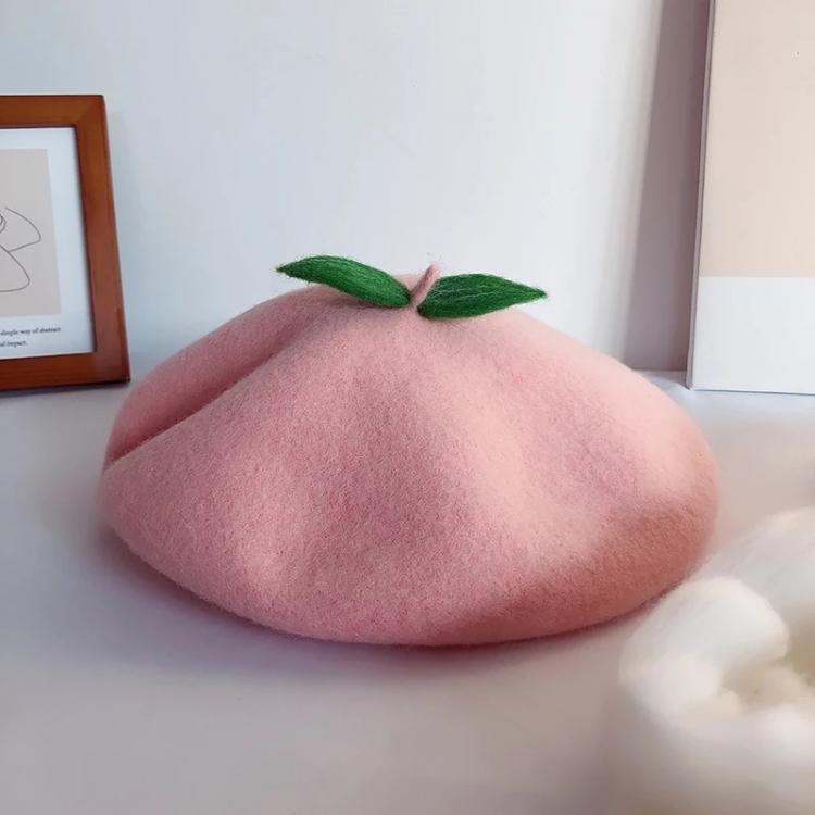 all in one place אביזרי נשים Women's handmade beret holiday peach cute fruit painter hat autumn and winter girl French beanie high quality wholesale