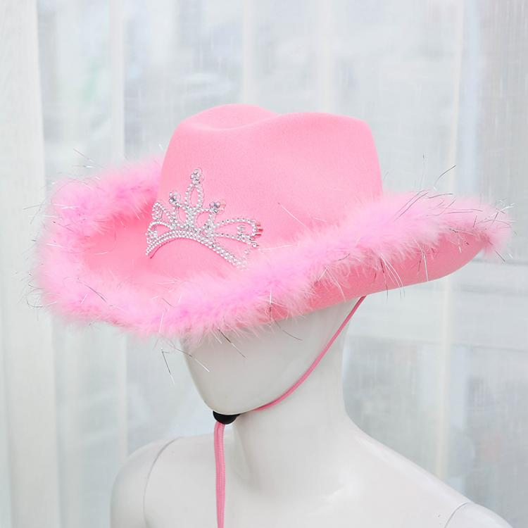all in one place אביזרי נשים 2021 Autumn Women'S Western Cowboy Hats Birthday Holiday Party With Sequin Fluffy Hats Street Casual Cowboy Hats For Women