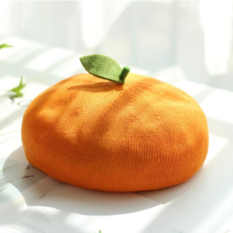 all in one place אביזרי נשים Summer women painter hat handmade cute small leaf beret hat breathable thin section apple orange French literary hat