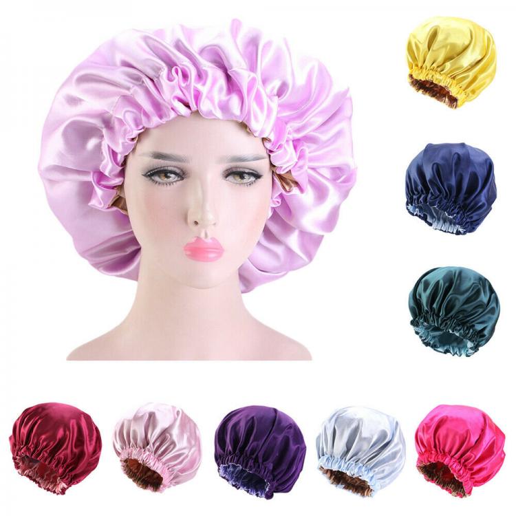 all in one place אביזרי נשים Reversible Satin Bonnet Hair Caps Double Layer Adjust Sleep Night Cap Head Cover Hat Women Turban Headwear Sleeping Caps Beanies