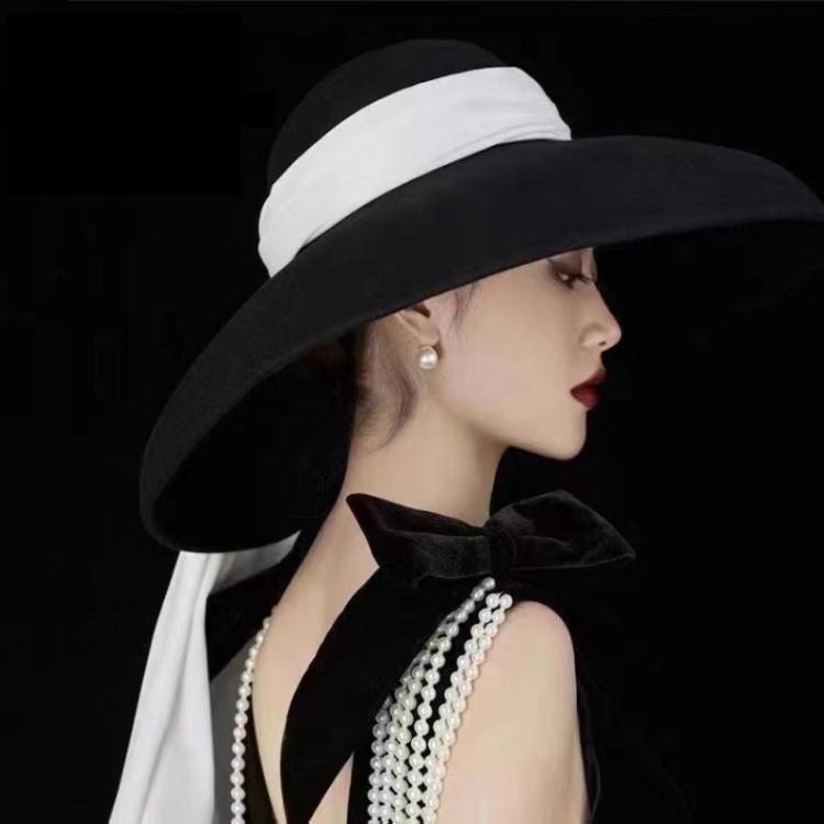 all in one place אביזרי נשים High quality retro elegant black velvet ribbon Hepburn top hat fashion temperament bridal socialite party tiara