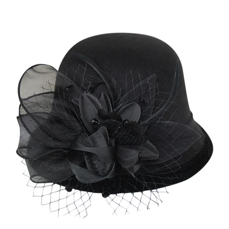 all in one place אביזרי נשים Women Bucket Hat Wool Hat Fashion Elegant Woolen Hats Woman Party Formal Caps High Quality Wool Felt Top Hat Fedoras Christmas