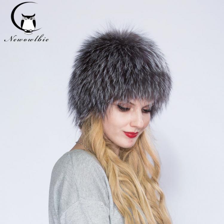 all in one place אביזרי נשים 2021 ENJOY FUR Women winter fur hat genuine fox fur hats knitted silver fox fur caps female russian bomer caps