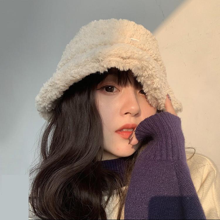 all in one place אביזרי נשים 2021 Playful Letter Hat Female Autumn and Winter Lamb Plush Fisherman Hat Japanese Wild Retro Warm Basin Women Hat Hot Sale
