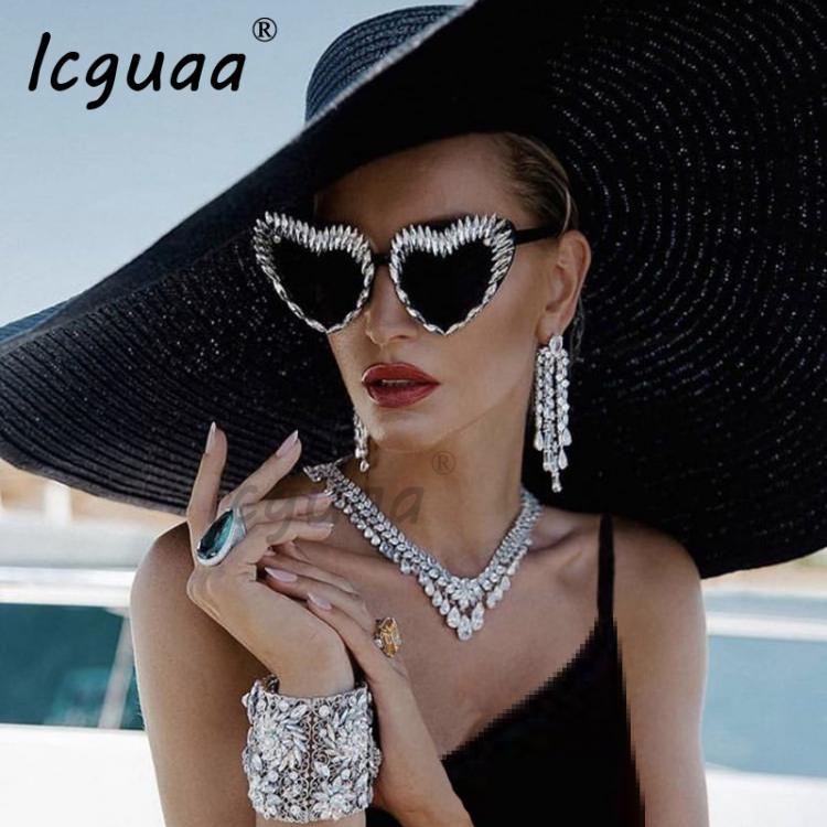 all in one place אביזרי נשים Luxury Diamond Sunglasses Sexy Cat eye Triangle Sun Glasses Handmade Party lunette de soleil