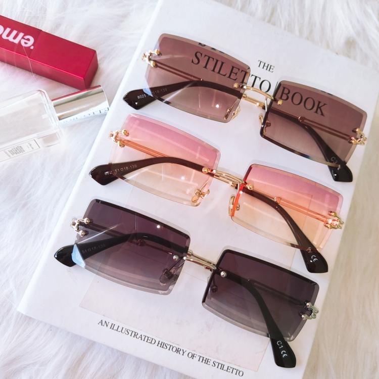 all in one place אביזרי נשים Fashion Rimless Sunglasses Women 2019 TOP QUALITY Trendy Small Rectangle Sun Glasses Summer Style UV Gold Brown Shades for men