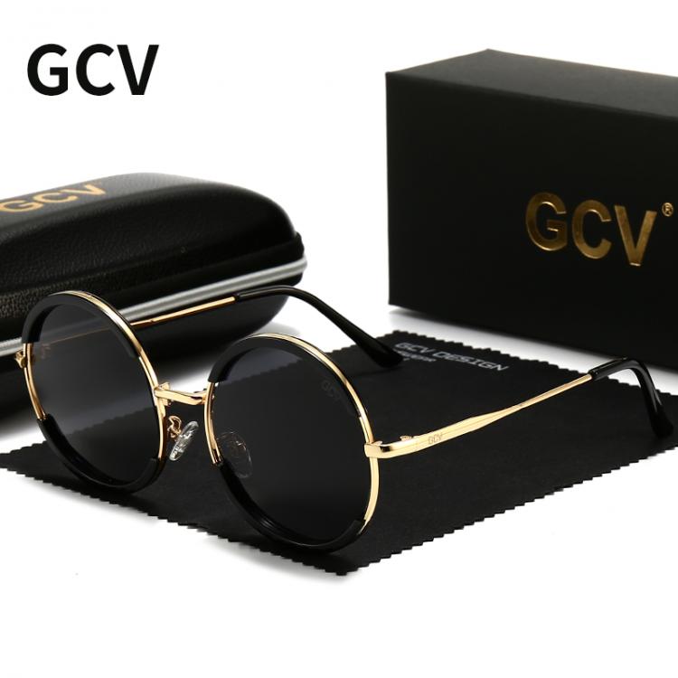 all in one place אביזרי נשים 2021 GCV Hot Sale Classic Men Male Women Female Gorgeous Sunglasses Round Frame Glasses Fashion Punk Style New Metal Polarized
