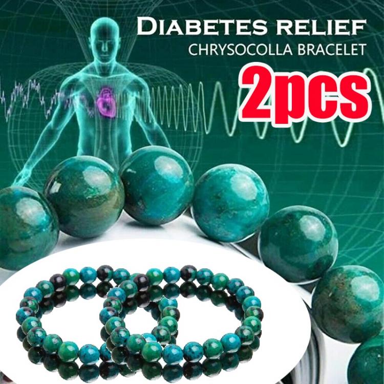 all in one place אביזרי נשים 2Pc Chrysocolla Malachite Bracelets For Women Men Natural Stone Beads Bracelet Round Shape Diabetes Relief Bracelet Jewelry Gift