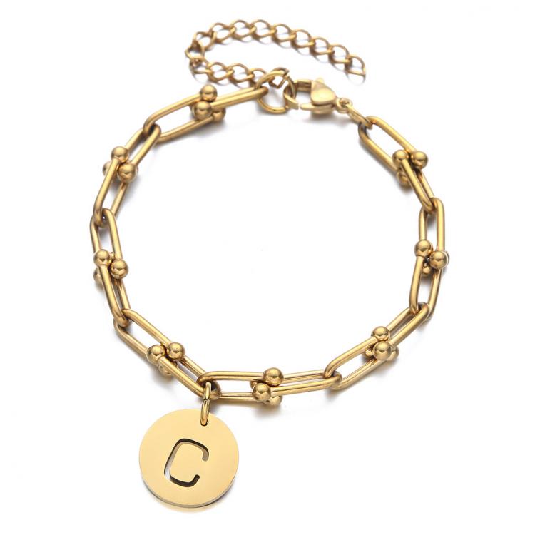 all in one place אביזרי נשים Stainless Steel U Shape Handmade Chain Initial Letter Bracelet For Women Girls 26 Alphabet Charm Bracelets New Fashion Jewelry