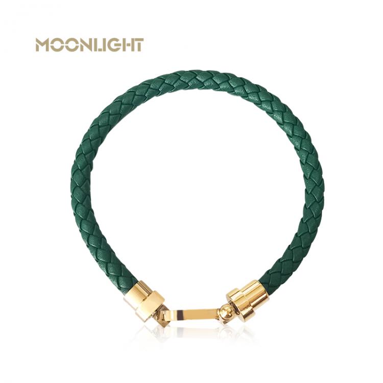 all in one place אביזרי נשים New Classic Style Genuine Leather Bracelets Women Simple Stainless Steel Braided Rope Bracelets for Female Bracelets Jewelry