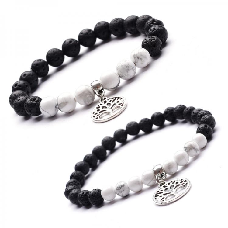 all in one place אביזרי נשים Natural Stone Lava Howlite Tree Of Life Bracelet Diy Essential Oil Diffuser Couples Friend  Bracelets For Women Men Jewelry