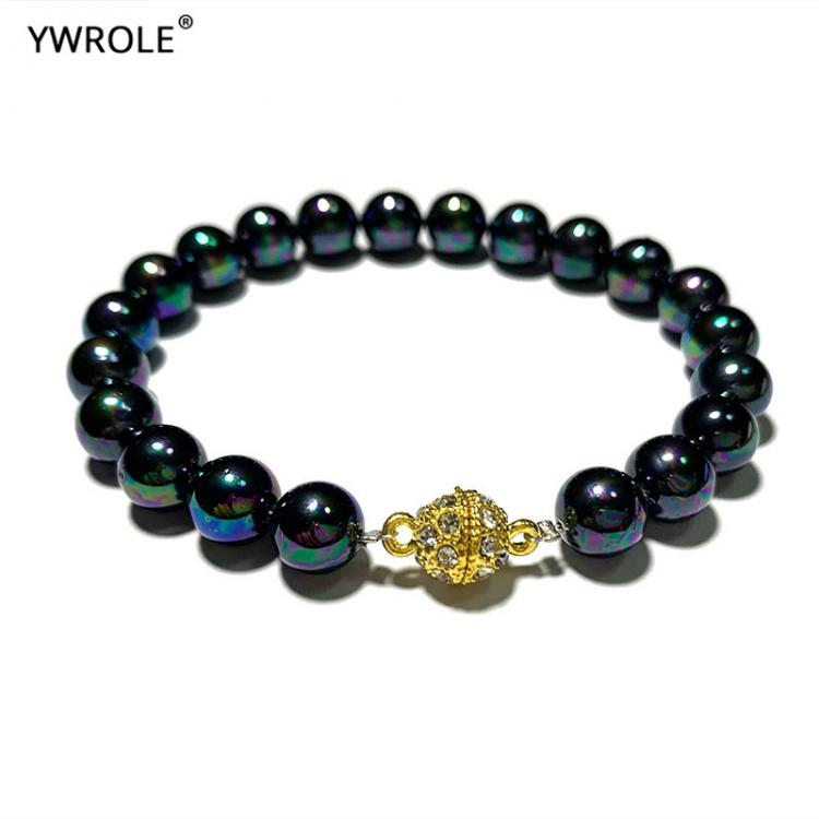 all in one place אביזרי נשים Top Handmade White Black imitation Pearl Bracelet Rhinestone Copper Magnetic Snap Fashion Jewelry For Women Girls friend Gift