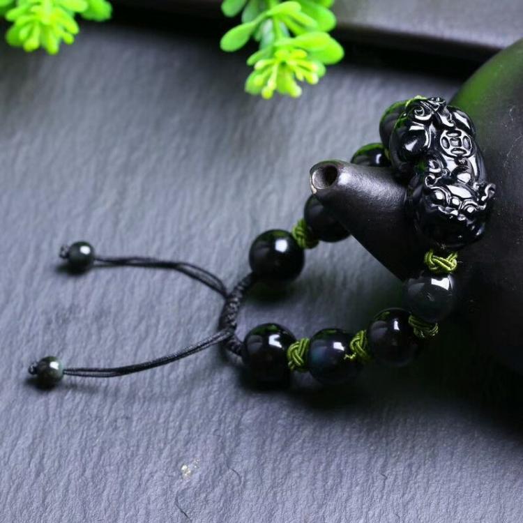 all in one place אביזרי נשים Natural Obsidian Bracelets Bangles Black Rainbow Eye Handmade Braide Lucky Pixiu Brave Troops Couple Bracelet