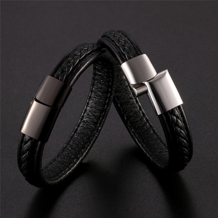 all in one place אביזרי נשים 2019 New Design Handmade Braided Genuine Leather Bracelet & Bangle For Men Stainless Steel Bangles Ladies Fashion Christmas Gi