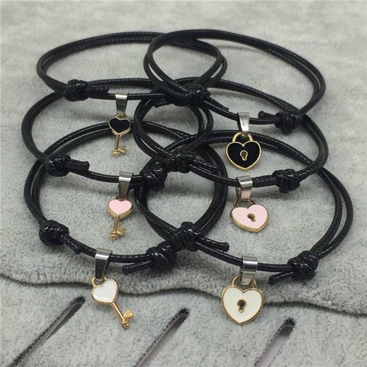 all in one place אביזרי נשים 1 Pair New Arrival Couple Bracelet Alloy Key Heart Lock Charm Bracelet Handmade Jewelry Rope Bracelet Lovers Gifts For Women