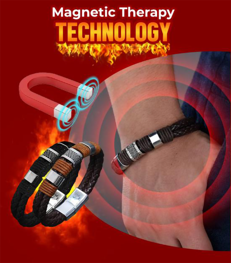 all in one place אביזרי נשים Magnetic Man Charm Masculinity Leather Bracelet Stainless Steel Woven Leather Rope Wrapping Men's Bracelet Prayer