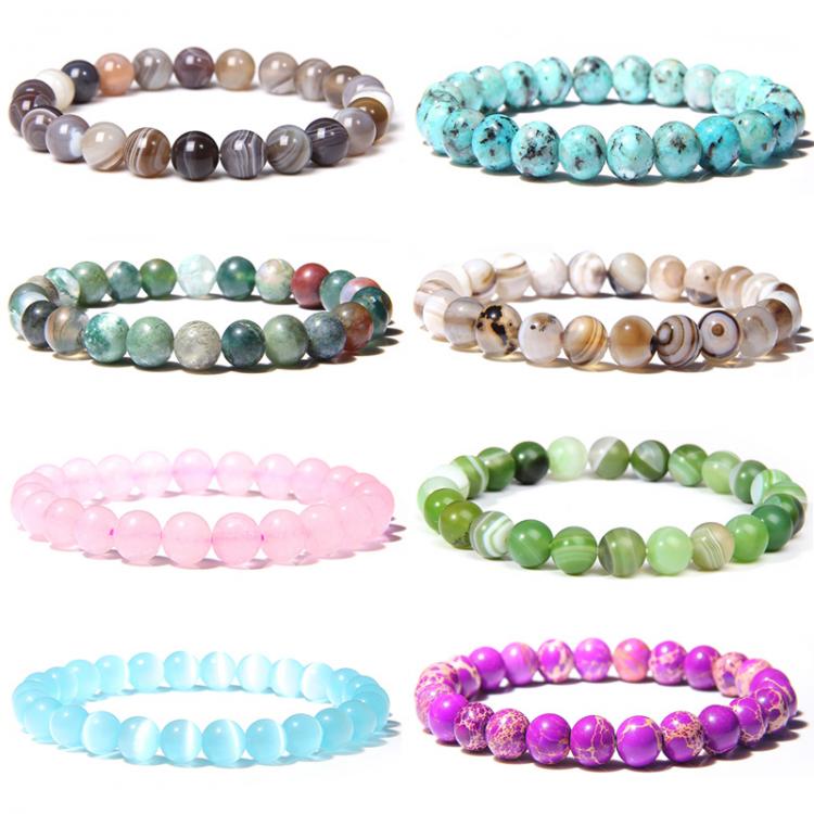 all in one place אביזרי נשים Natural Stone Beads Bracelet For Women Men 8mm Beads Bangles Lava Agates Quartz Chakra Yoga Bracelets For Women Jewelry Gifts
